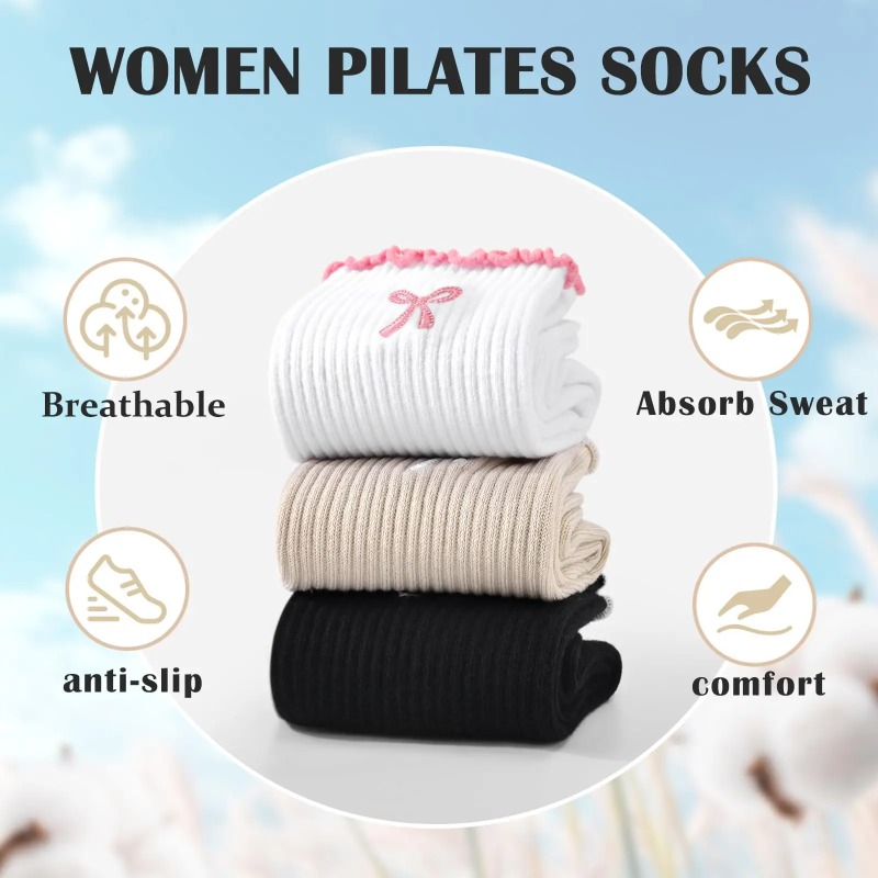 Fitness Yoga Pilates - Chaussettes de yoga professionnelles, chaussettes antidérapantes