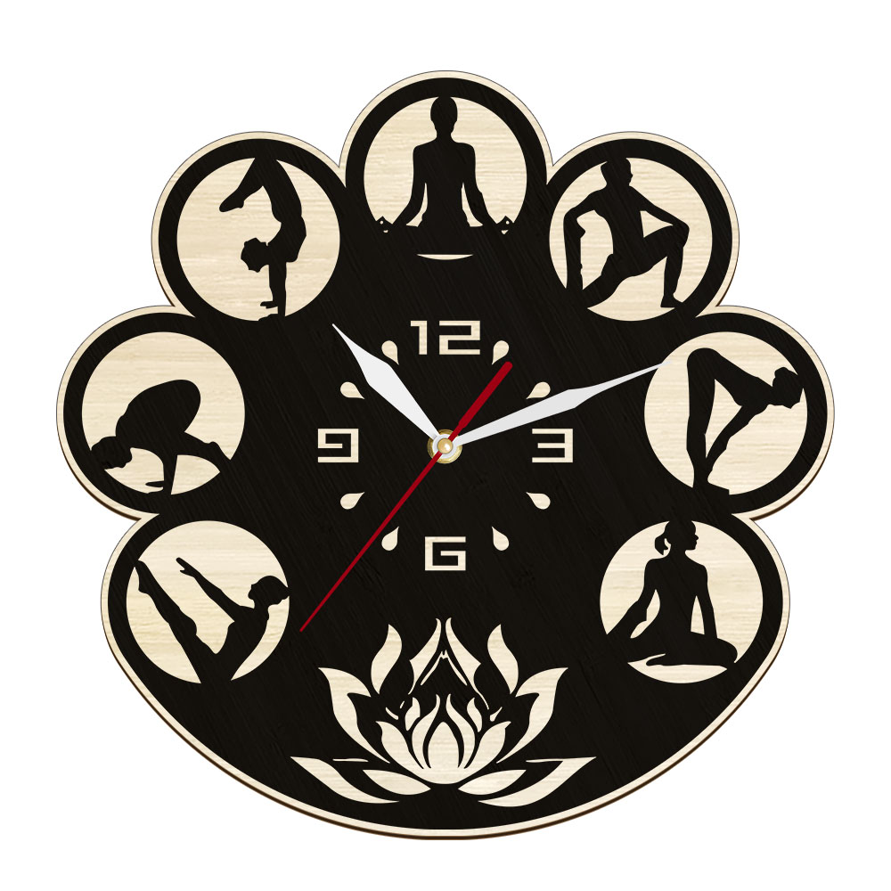 Yoga Fitness Centre - Horloge murale en bois au design
