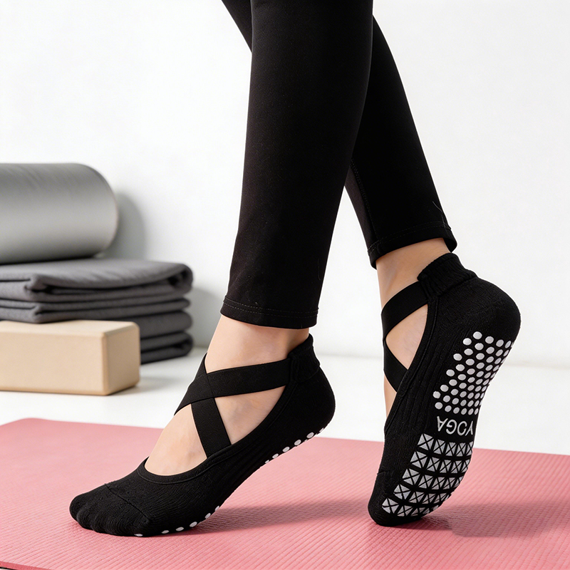 Fitness Yoga Pilates - Chaussettes de yoga antidérapantes pour femmes,