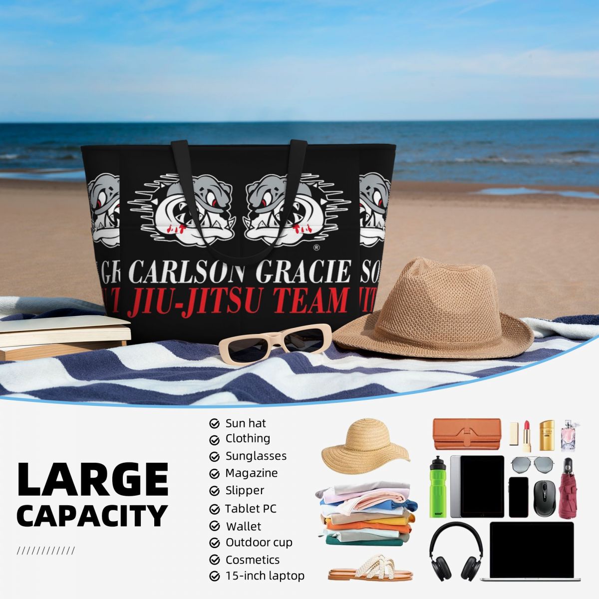 Sac fourre-tout de plage avec  - Yoga Fitness Jiu Jitsu avis et prix